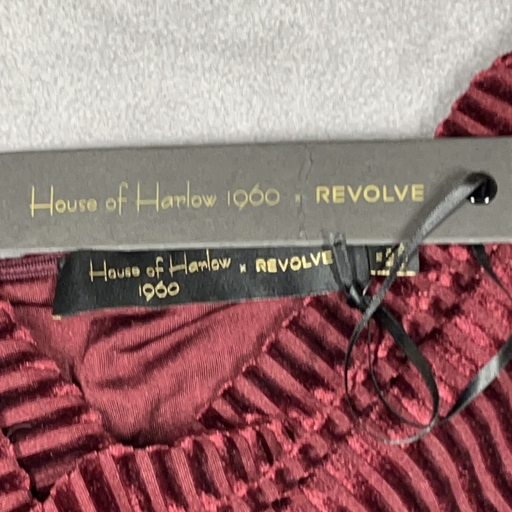 NWT House of Harlow 1960 x REVOLVE Crop Top Burgundy Ribbed Velvet Glam Size XS - Picture 4 of 8